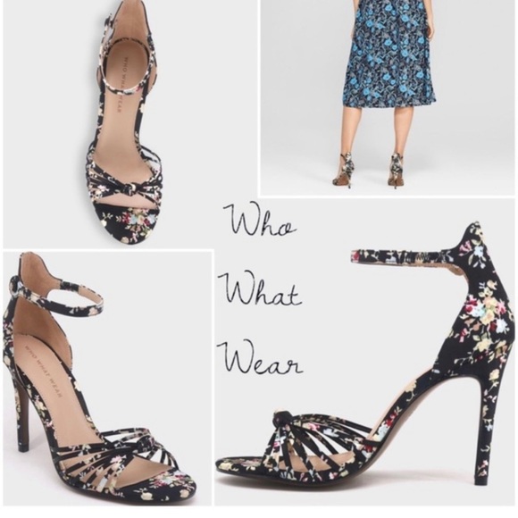 Who What Wear Floral Satin Stiletto Heels - Picture 1 of 9